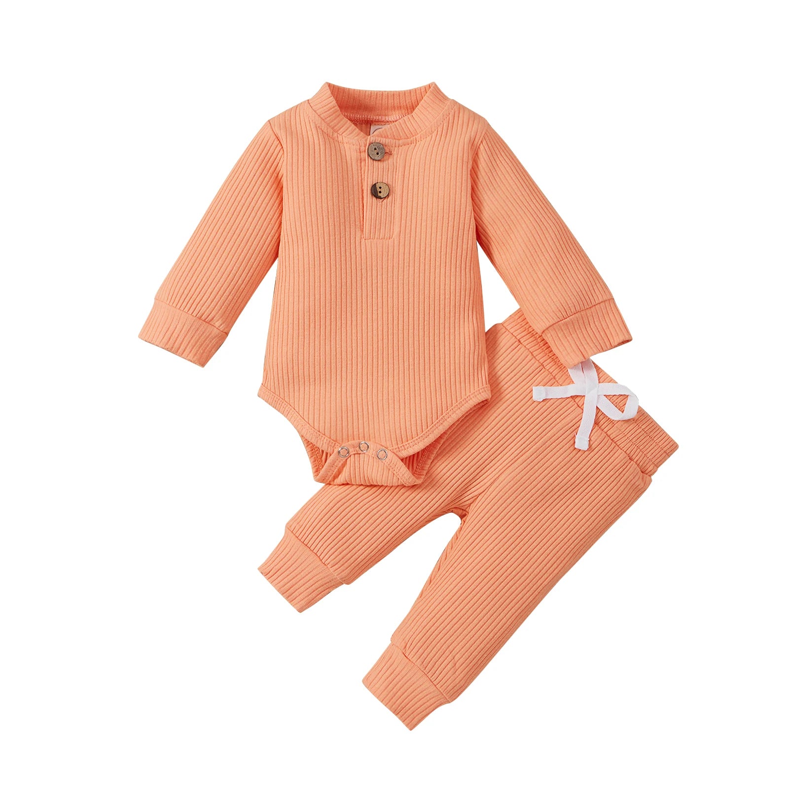 Baby Ribbed Plaid Solid Clothes Sets