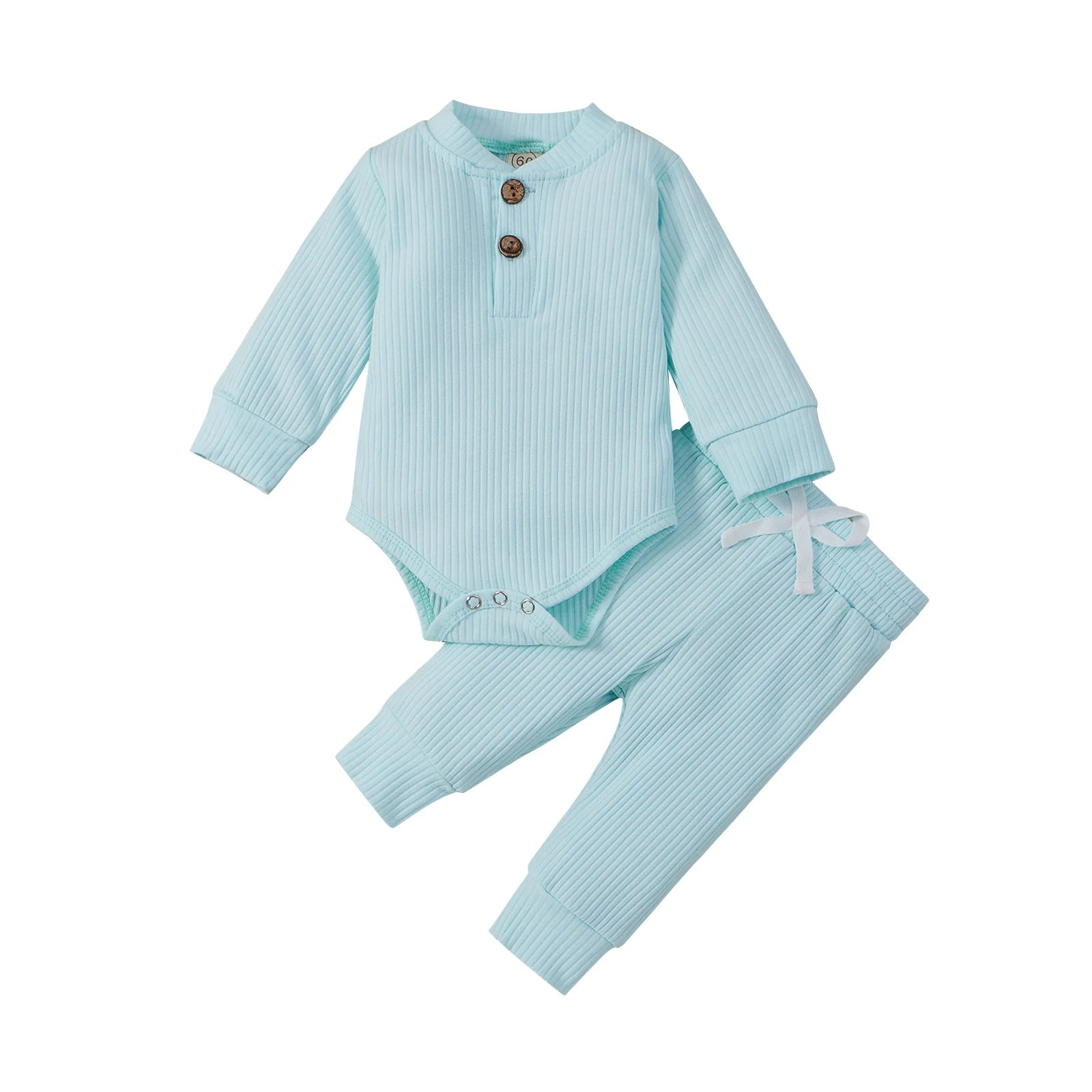 Baby Ribbed Plaid Solid Clothes Sets