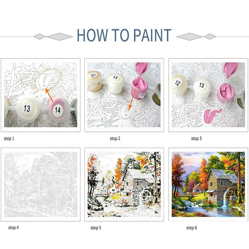 DIY Oil Painting By Numbers Nature Landscape Kit