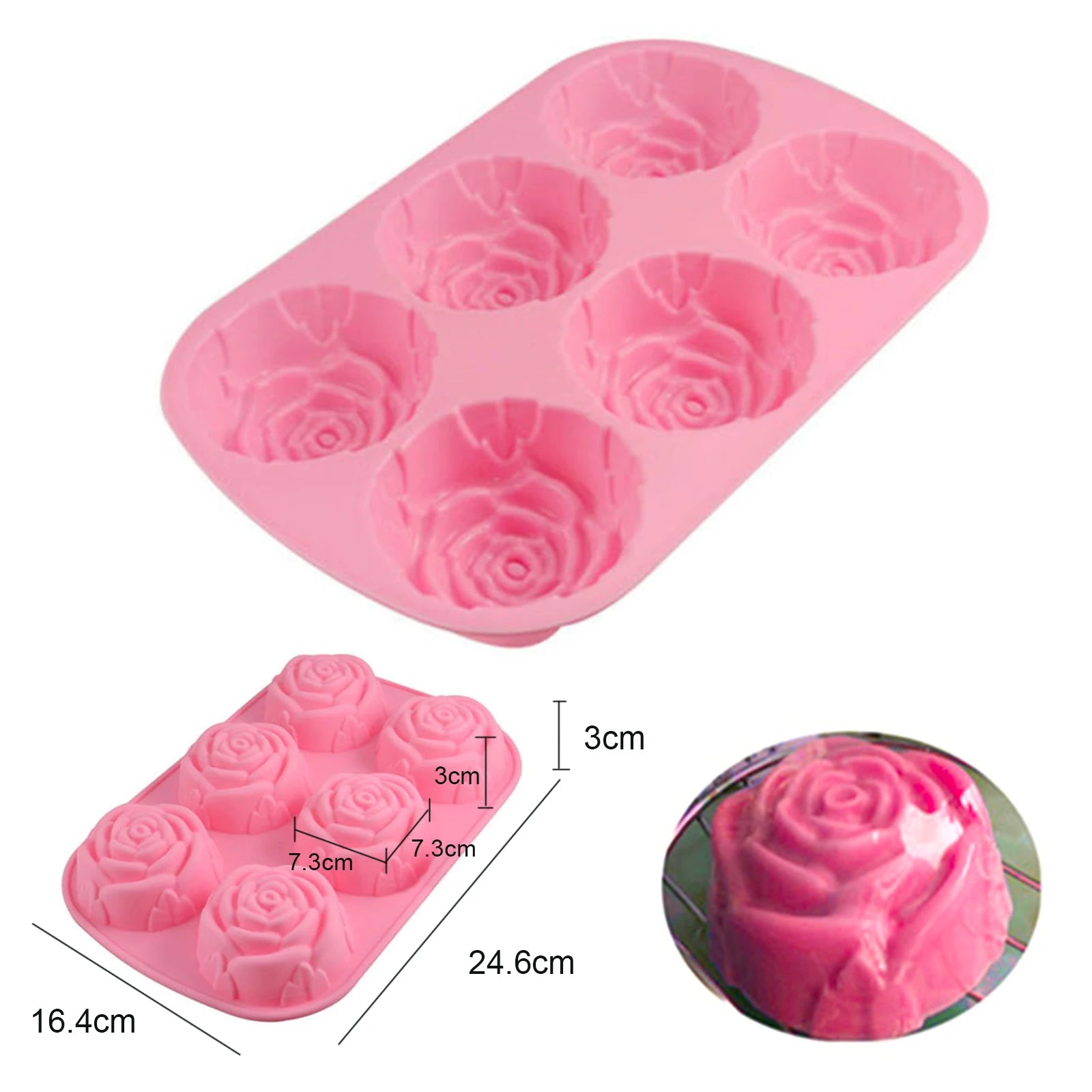 Silicone 6-Hole Flower Rose Cake Mould