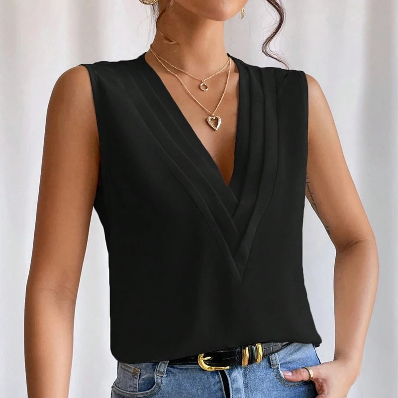 Katy™ Solid Casual Loose Sleeveless Blouse