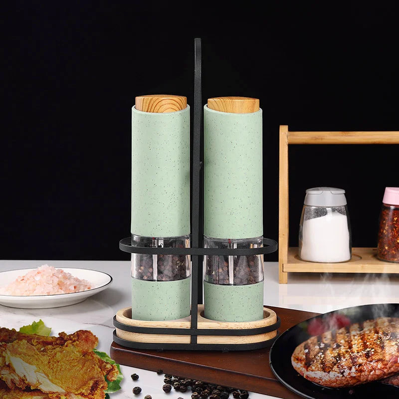 Wheat Straw Electric Salt Pepper Grinder Set