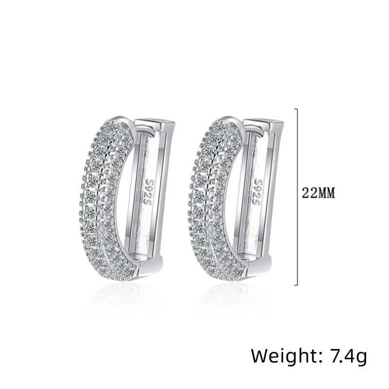 925 Sterling Silver Real Moissanite Letter D Hoop Earrings