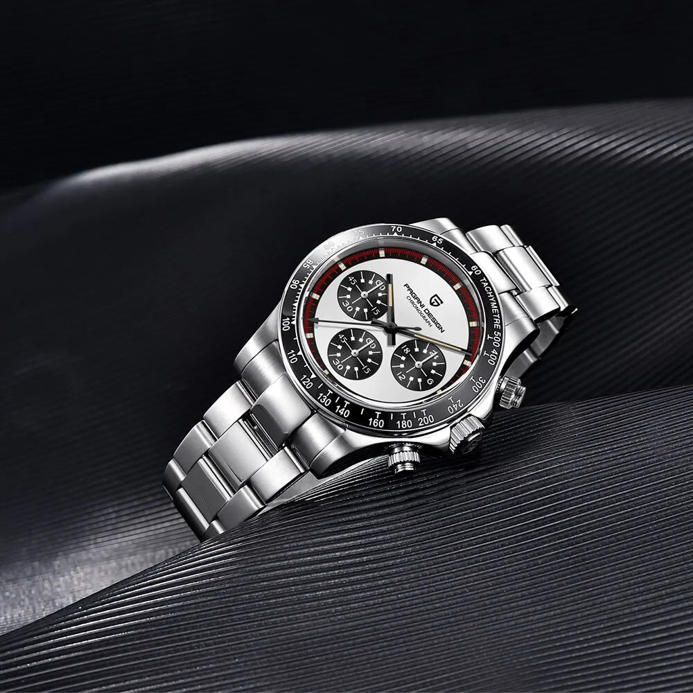 PAGANI DESIGN 2024 Ceramic Bezel Chronograph Quartz Watch for Men