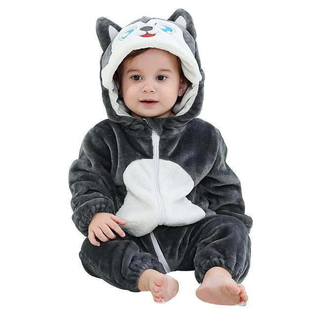 Winter Baby Rompers Hooded Flannel Jumpsuit Costume