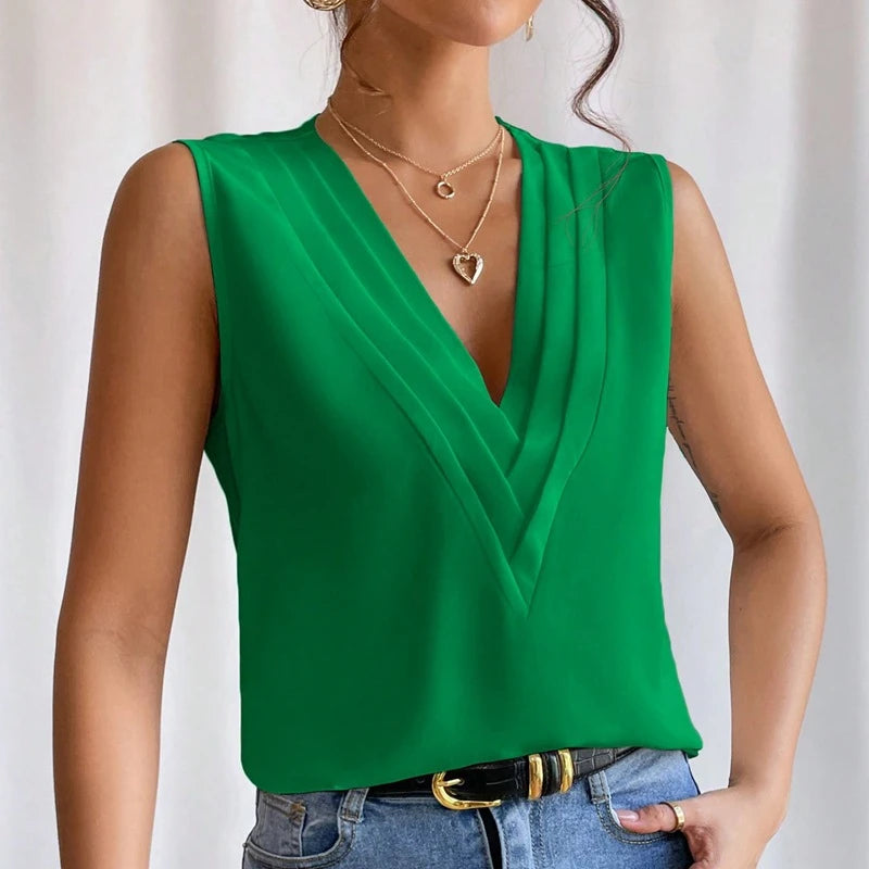 Katy™ Solid Casual Loose Sleeveless Blouse