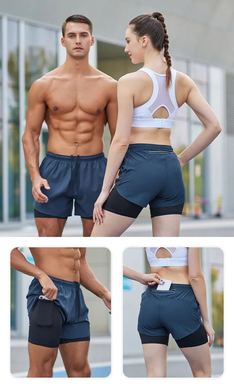 Jordan™ Fitness Quick Drying Double Layer Sports Shorts