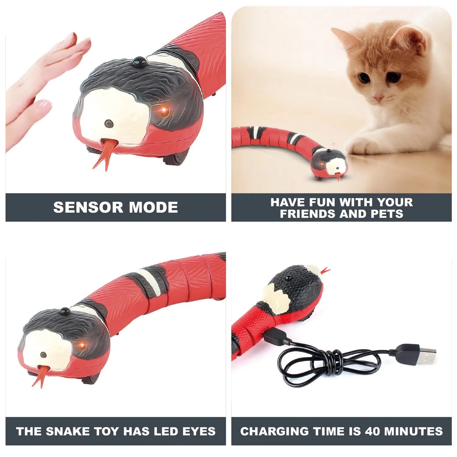 Smart Sensing Tricky Snake Cat Toy