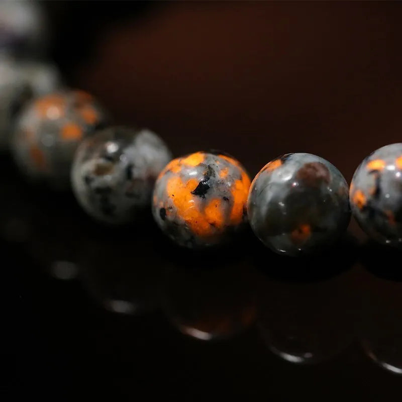 Natural Flame Stone Beaded Bracelet