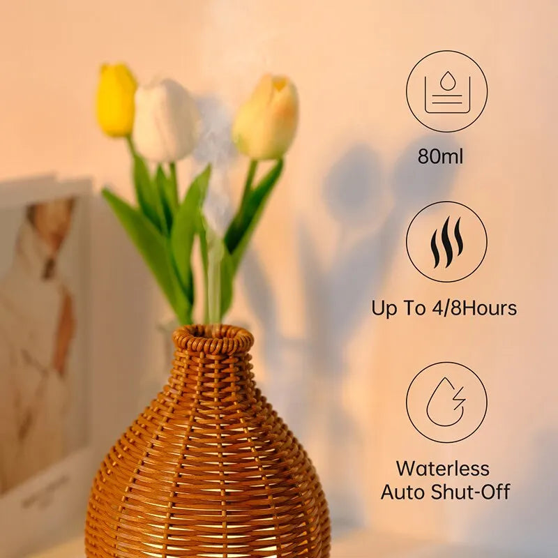 Ultrasonic Wood Weave Mini Vase Air Humidifier