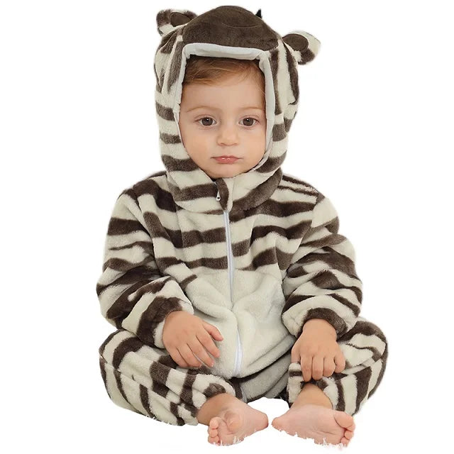 Winter Baby Rompers Hooded Flannel Jumpsuit Costume