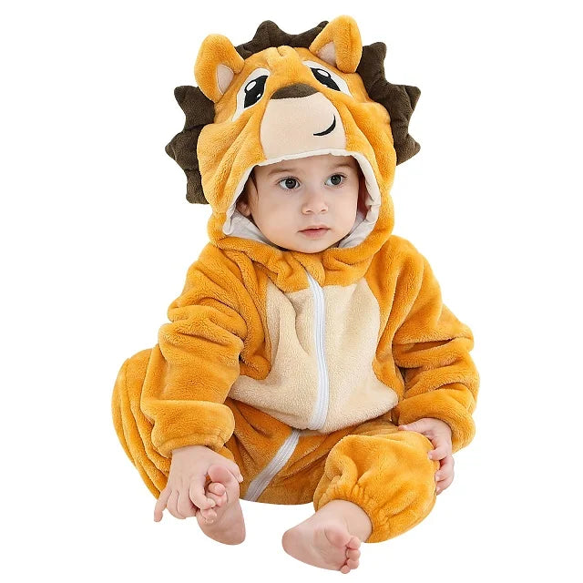 Winter Baby Rompers Hooded Flannel Jumpsuit Costume