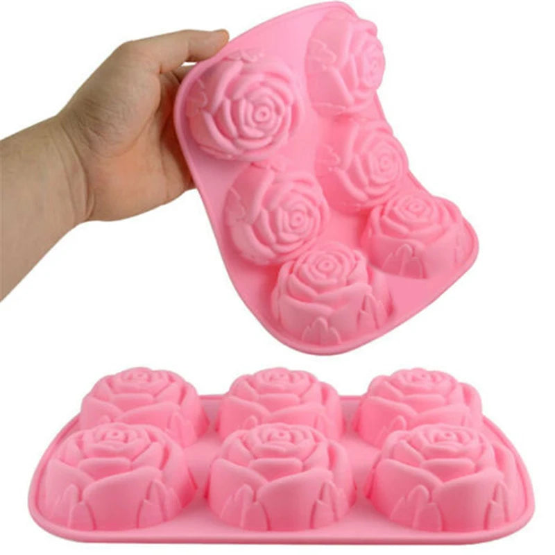 Silicone 6-Hole Flower Rose Cake Mould