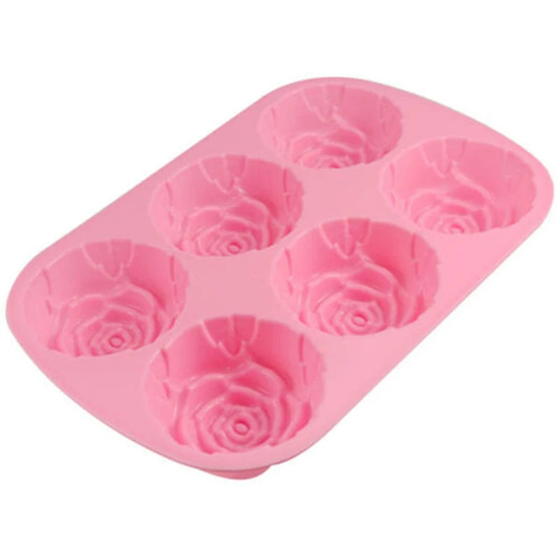 Silicone 6-Hole Flower Rose Cake Mould