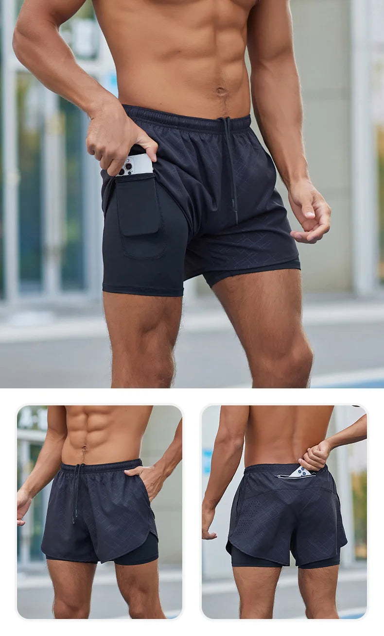 Jordan™ Fitness Quick Drying Double Layer Sports Shorts