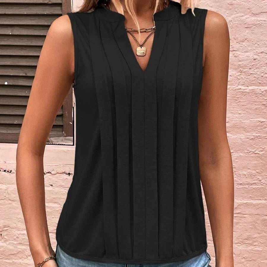 Cassandra™ Solid Casual Loose Sleeveless Blouses For Women