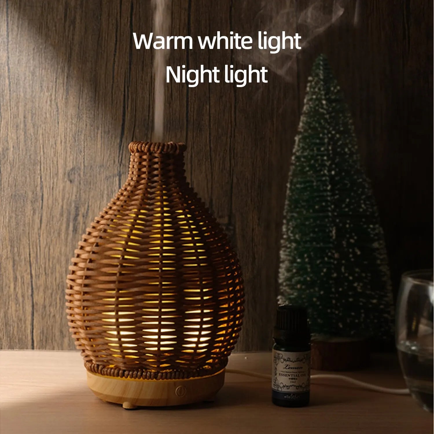 Ultrasonic Wood Weave Mini Vase Air Humidifier