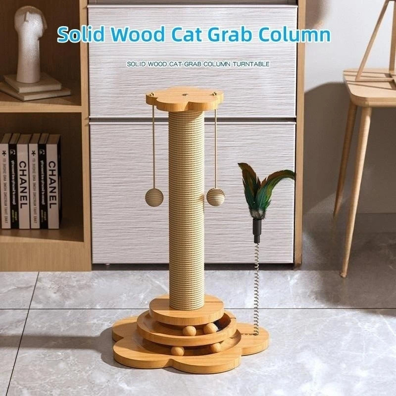 Solid Wood Cat Toy Turntable