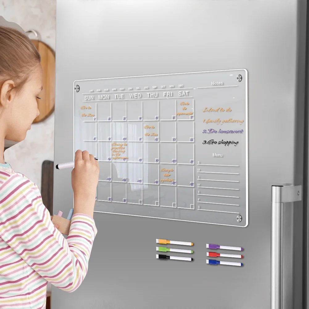 Magnetic Acrylic Calendar With 6 Markers