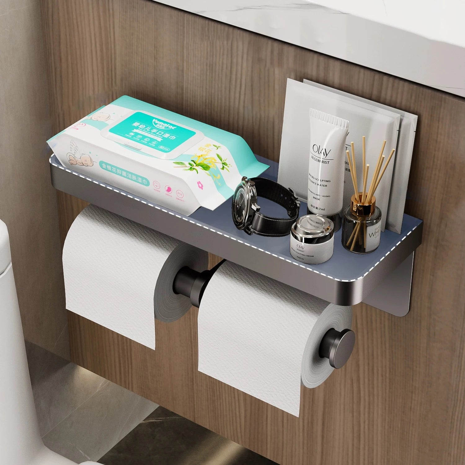 Aluminium Alloy Wall-Mounted Toilet Roll Holder