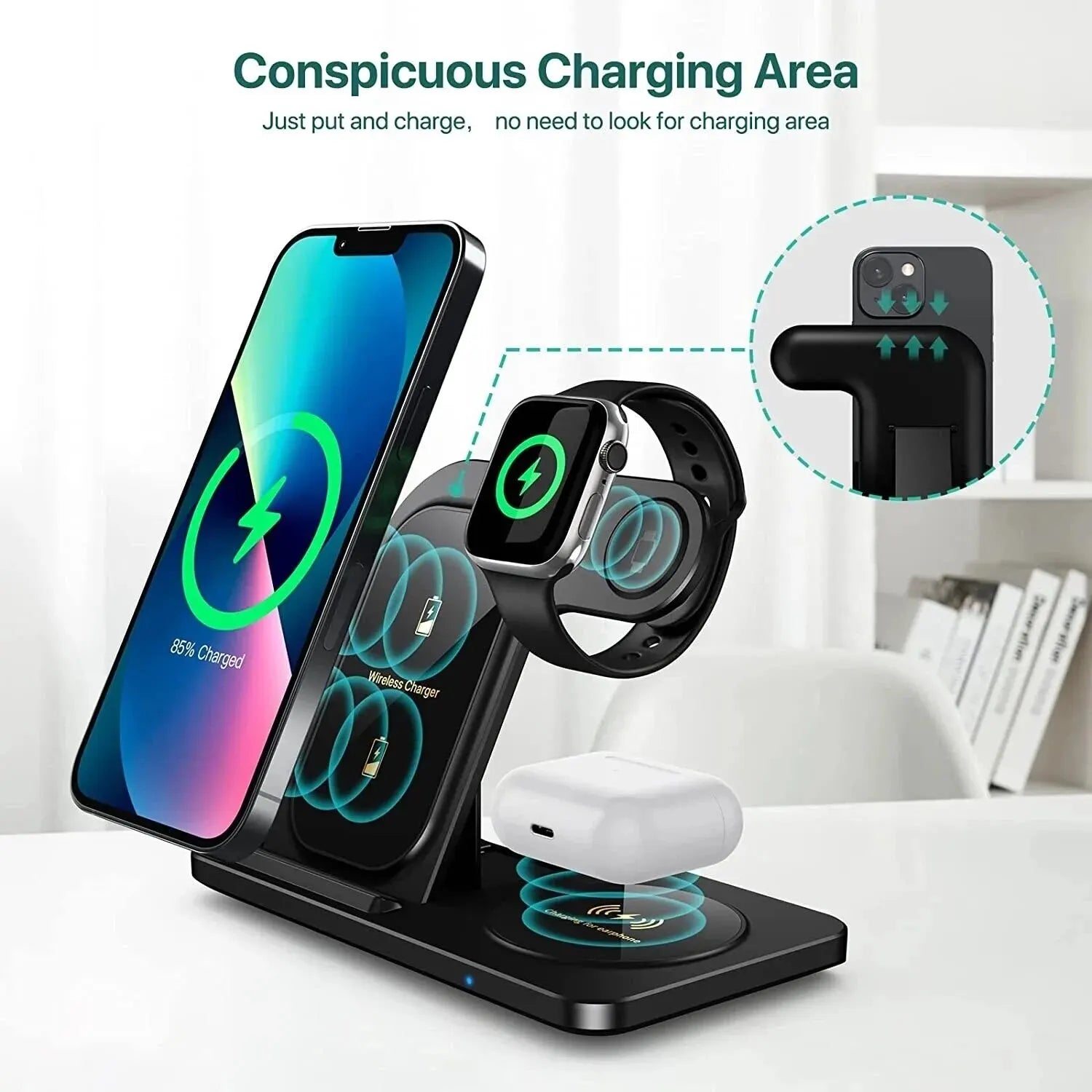 3-in-1 Wireless Charger Stand Pad For iPhone