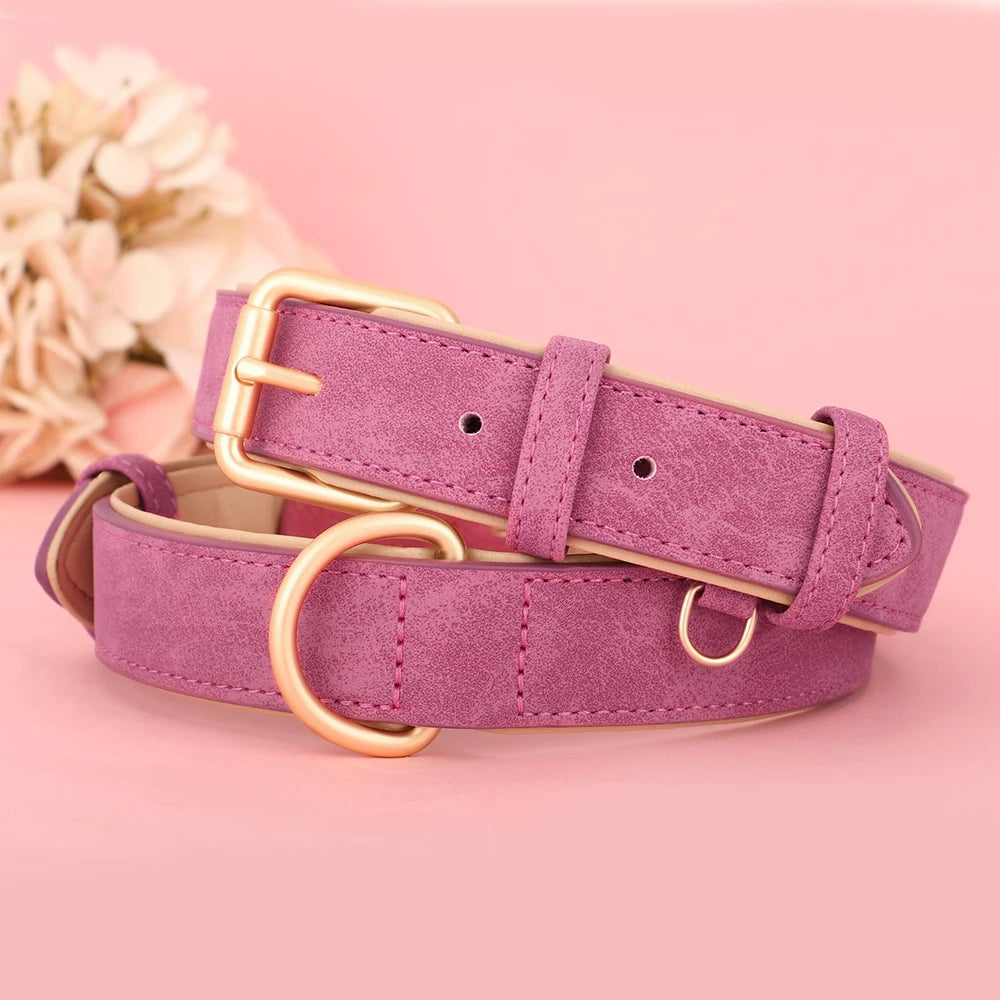 Adjustable Dog Collar Suede Leather Pet Collar