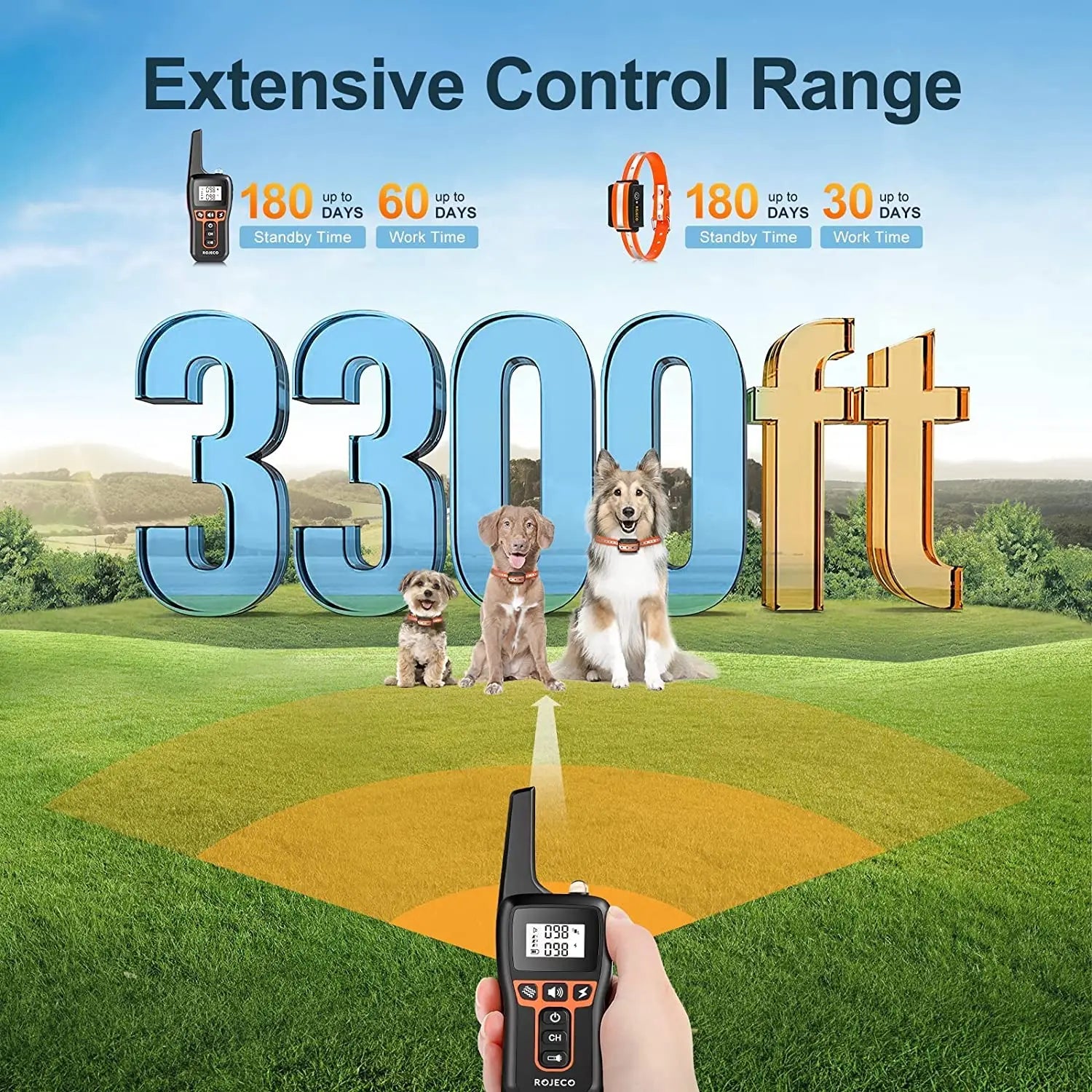 1000m Electric Dog Training Collar w/ Remote Control