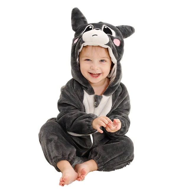 Winter Baby Rompers Hooded Flannel Jumpsuit Costume