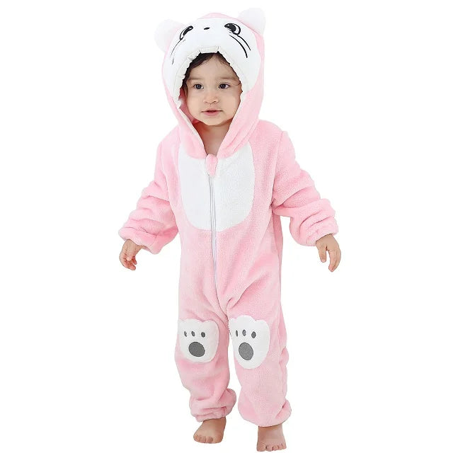 Winter Baby Rompers Hooded Flannel Jumpsuit Costume