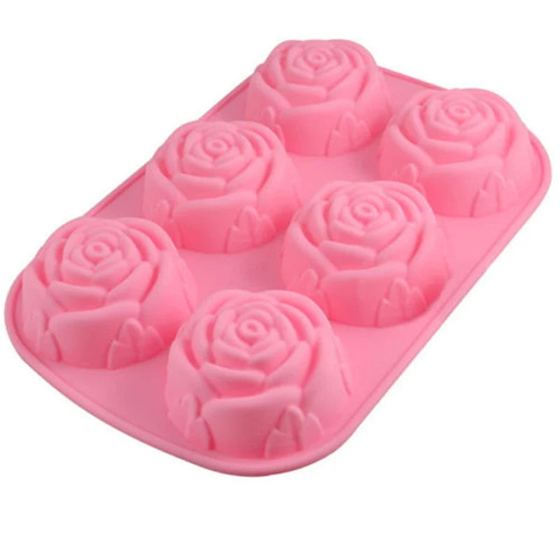 Silicone 6-Hole Flower Rose Cake Mould