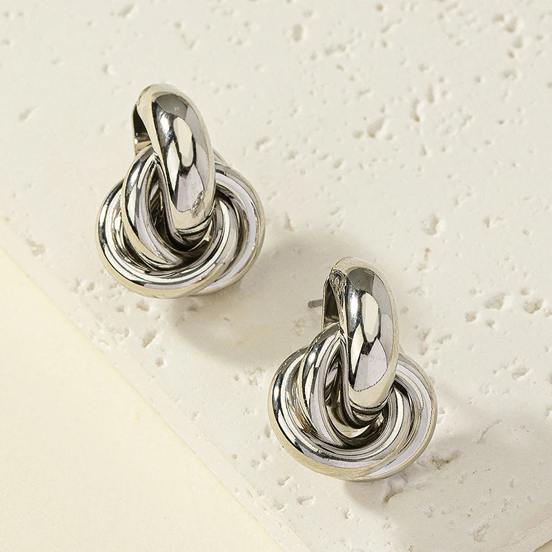 Gold and Silver Knot Hoop Earrings