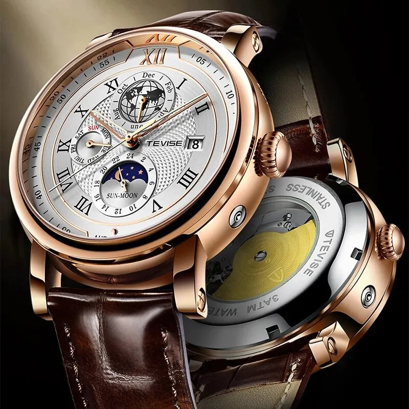 2024 Luxury Leather Business Waterproof Mechanical Watch for Men