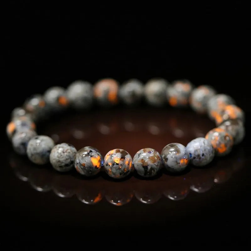 Natural Flame Stone Beaded Bracelet