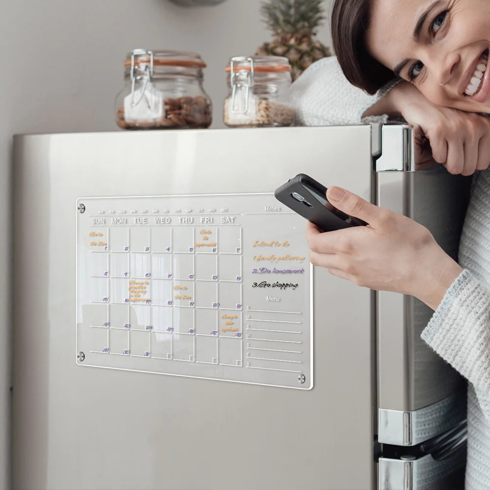 Magnetic Acrylic Calendar With 6 Markers