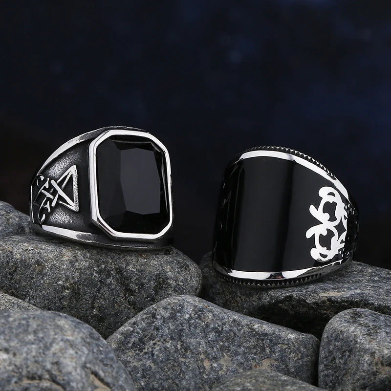 316L Stainless Steel Geometric Zircon Ring