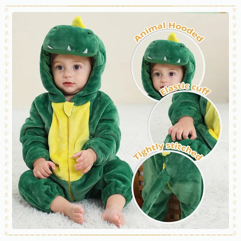 Winter Baby Rompers Hooded Flannel Jumpsuit Costume