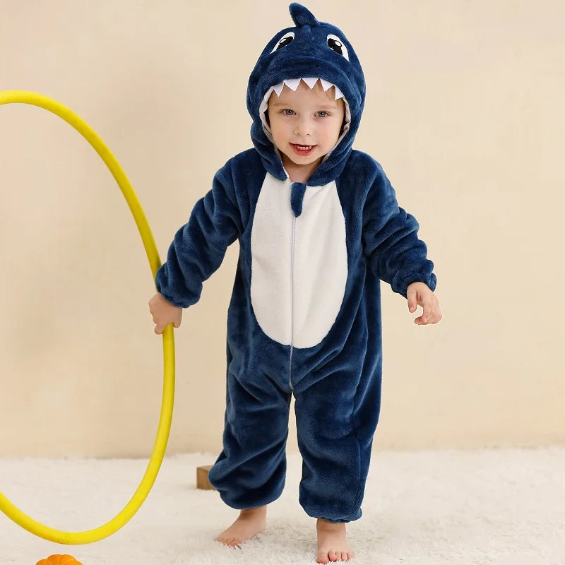 Winter Baby Rompers Hooded Flannel Jumpsuit Costume