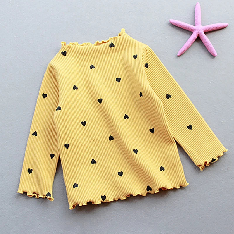 Girls Lovely Heart Print Sweaters