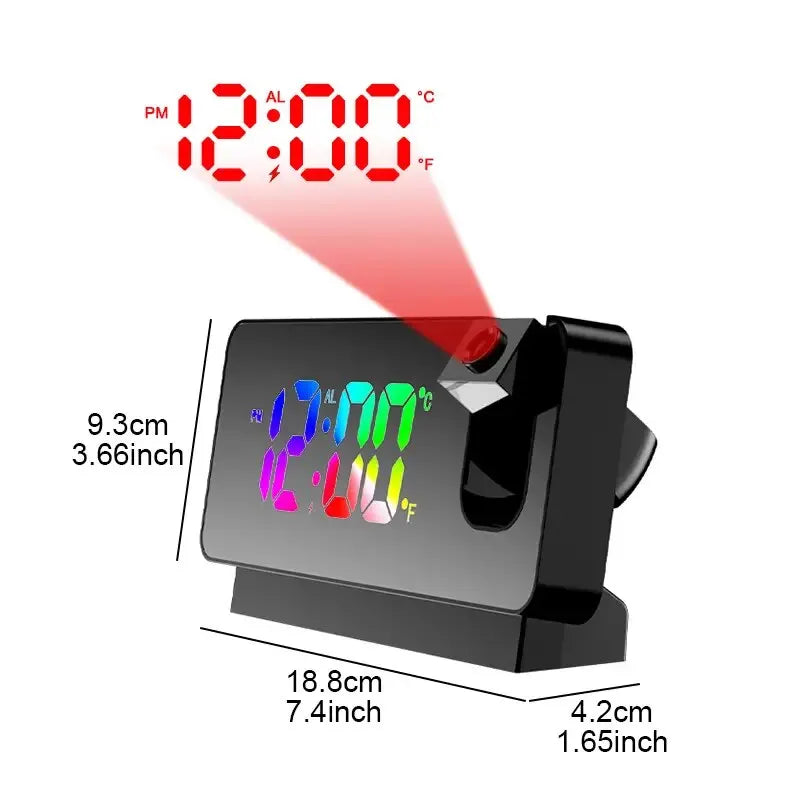 Multifunctional 180° Rotating Projection Alarm Clock