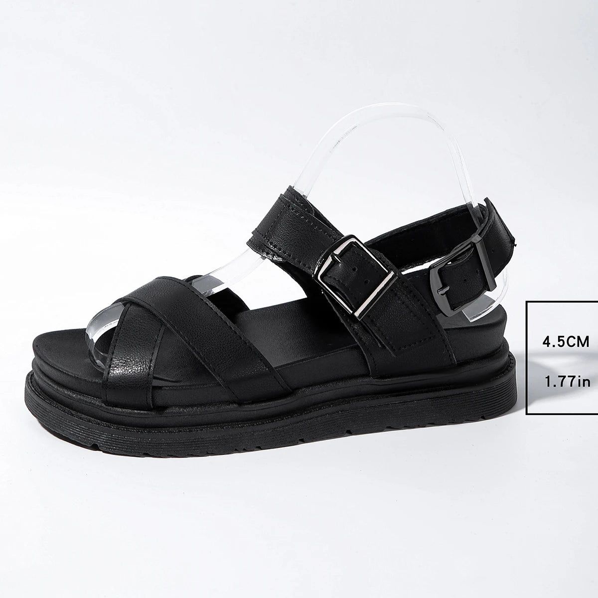 Taylor™ Black Open Toe Flat-form Wedges Sandals