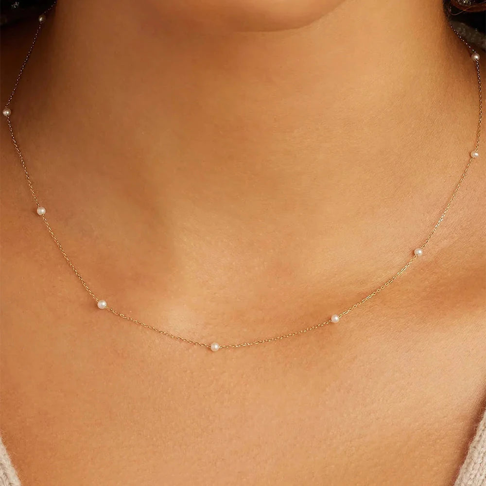 Pearl Stacked Women's Collarbone Necklace