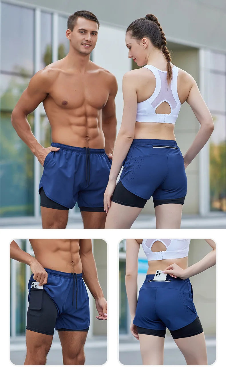 Jordan™ Fitness Quick Drying Double Layer Sports Shorts