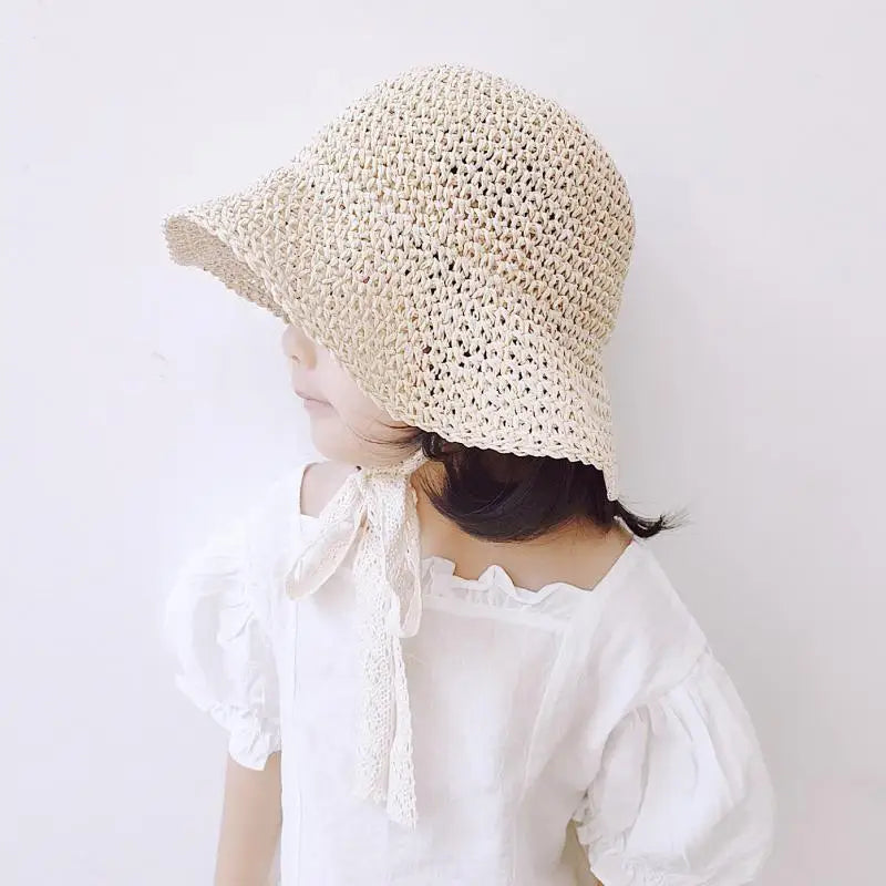 Fashion Lace Baby Summer Straw Bow Hat