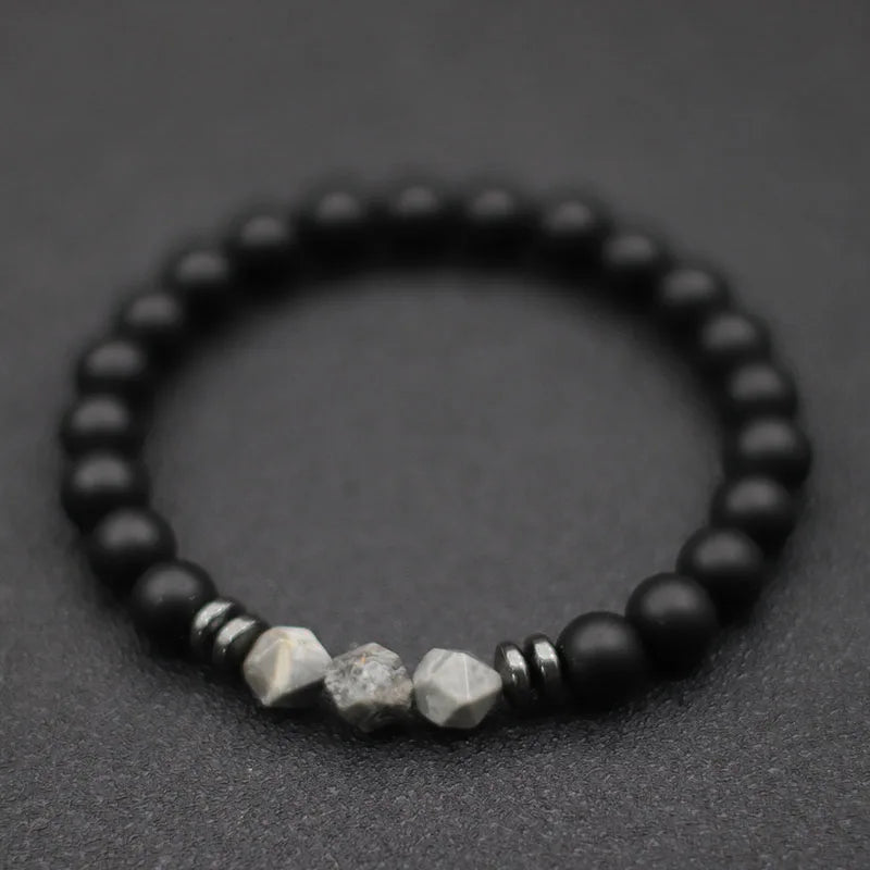 Black Onyx Stone Irregular Natural Tiger Eyes Bracelet