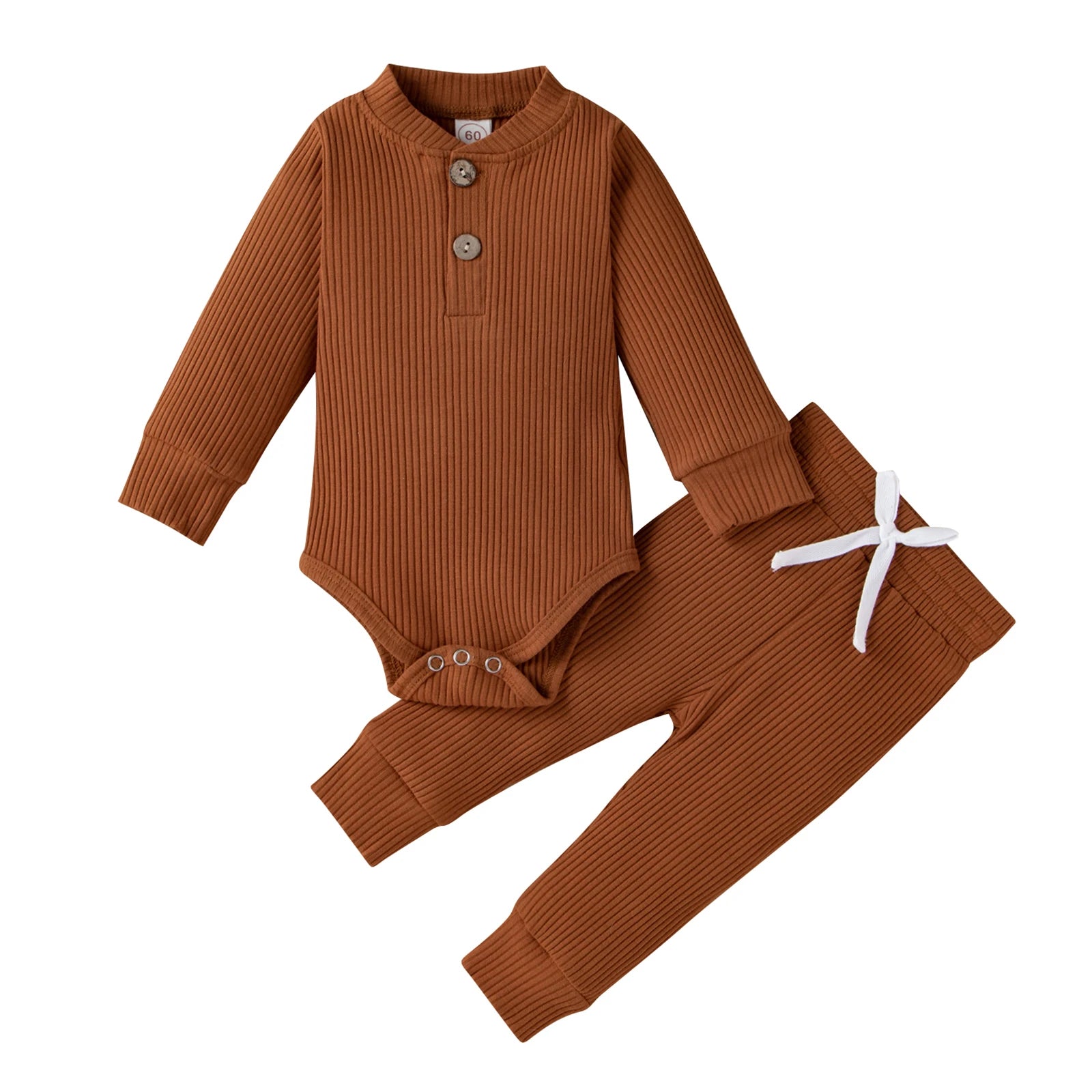 Baby Ribbed Plaid Solid Clothes Sets