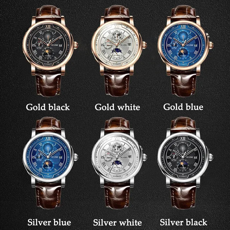 2024 Luxury Leather Business Waterproof Mechanical Watch for Men