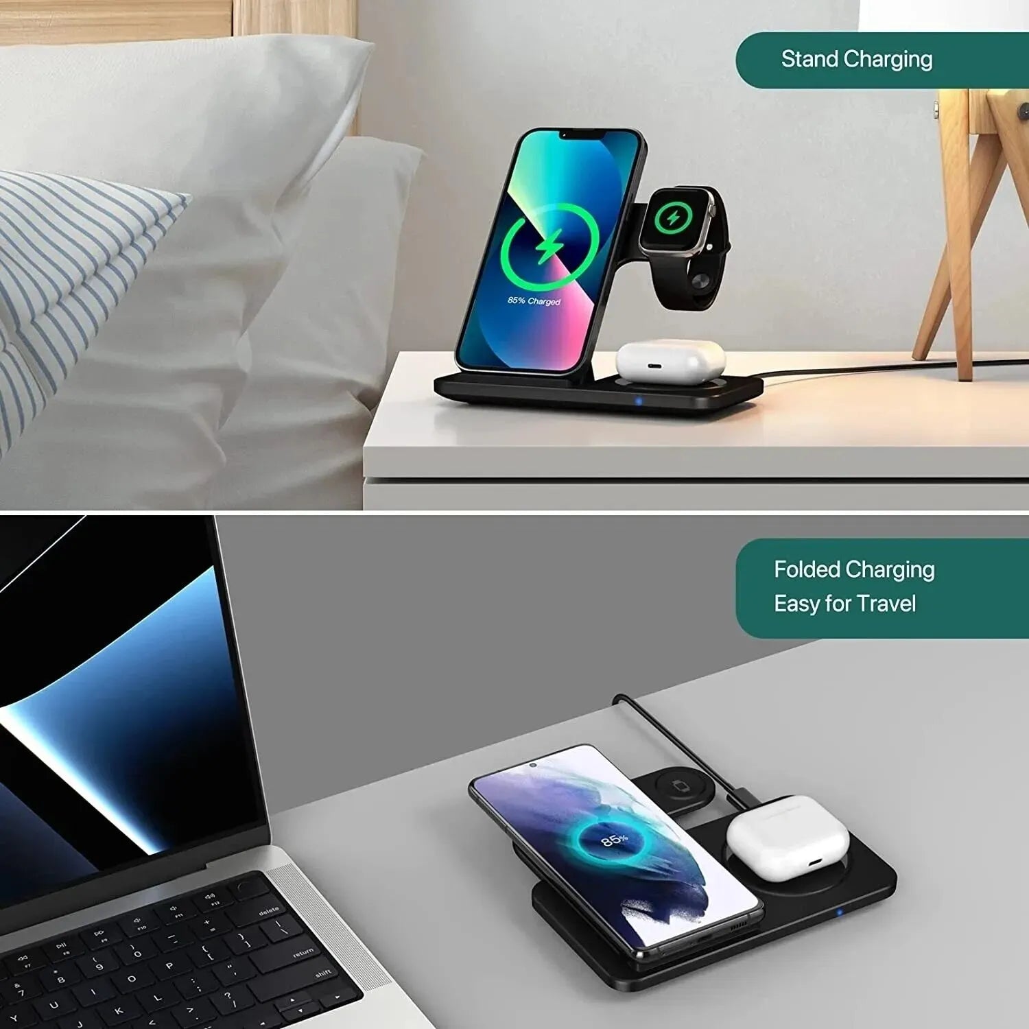 3-in-1 Wireless Charger Stand Pad For iPhone