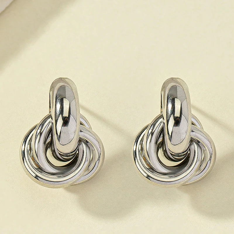 Gold and Silver Knot Hoop Earrings