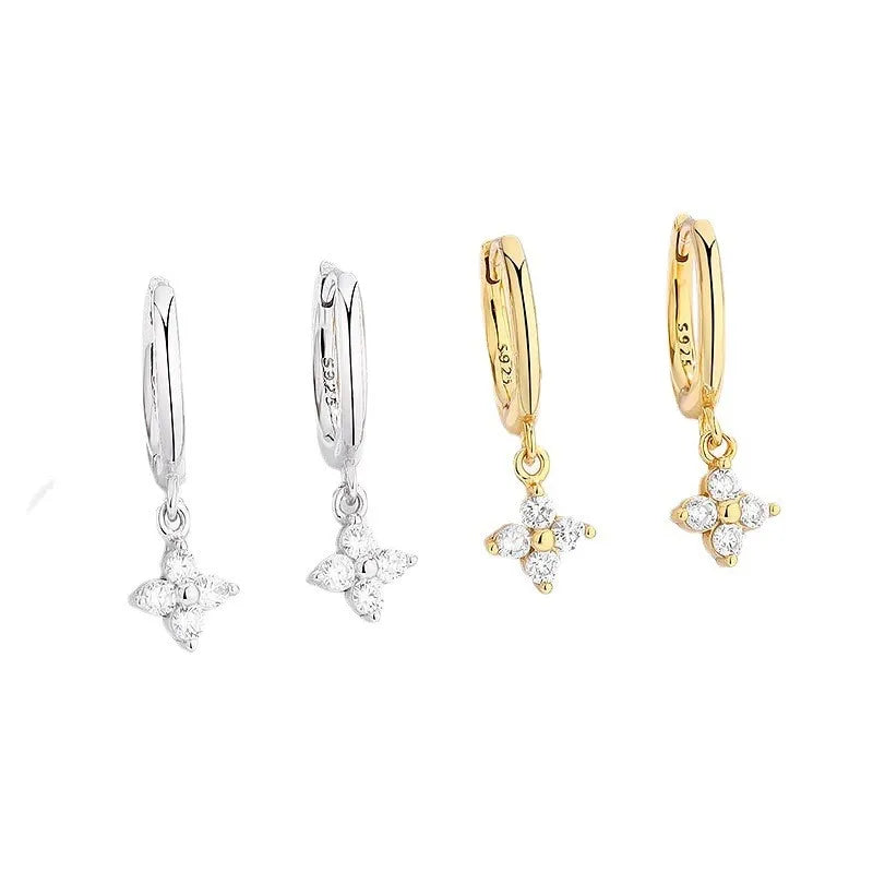 Zircon Flower Pendant Hoop Earrings for Women