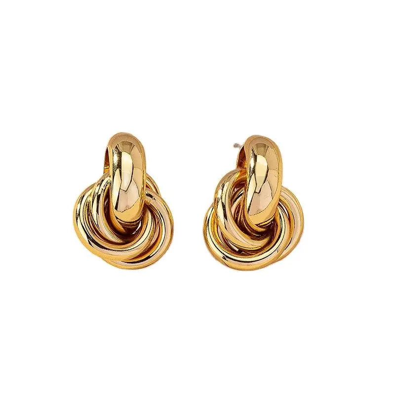 Gold and Silver Knot Hoop Earrings